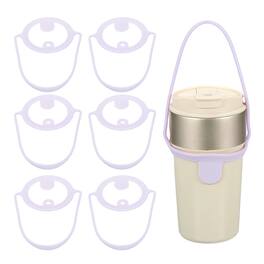 Unique Bargains - 6pcs Silicone Coffee Cup Carrier with Straw Ring Reusable Drink Holder for Travel & Takeout - Light Purple