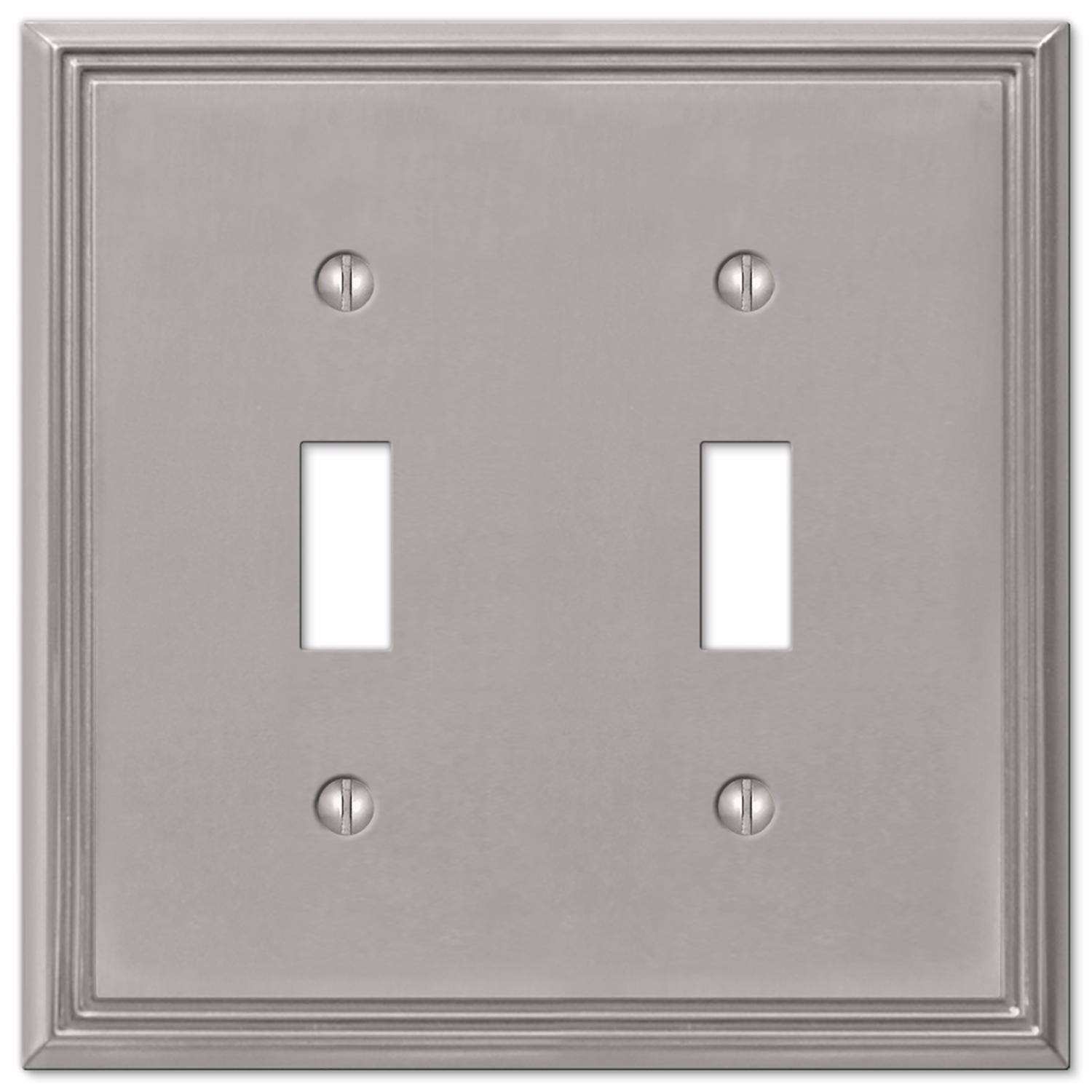 Angle. AMERELLE - Amerelle Metro Brushed Nickel 2 gang Die-Cast Metal Toggle Wall Plate 1 pk - Nickel.