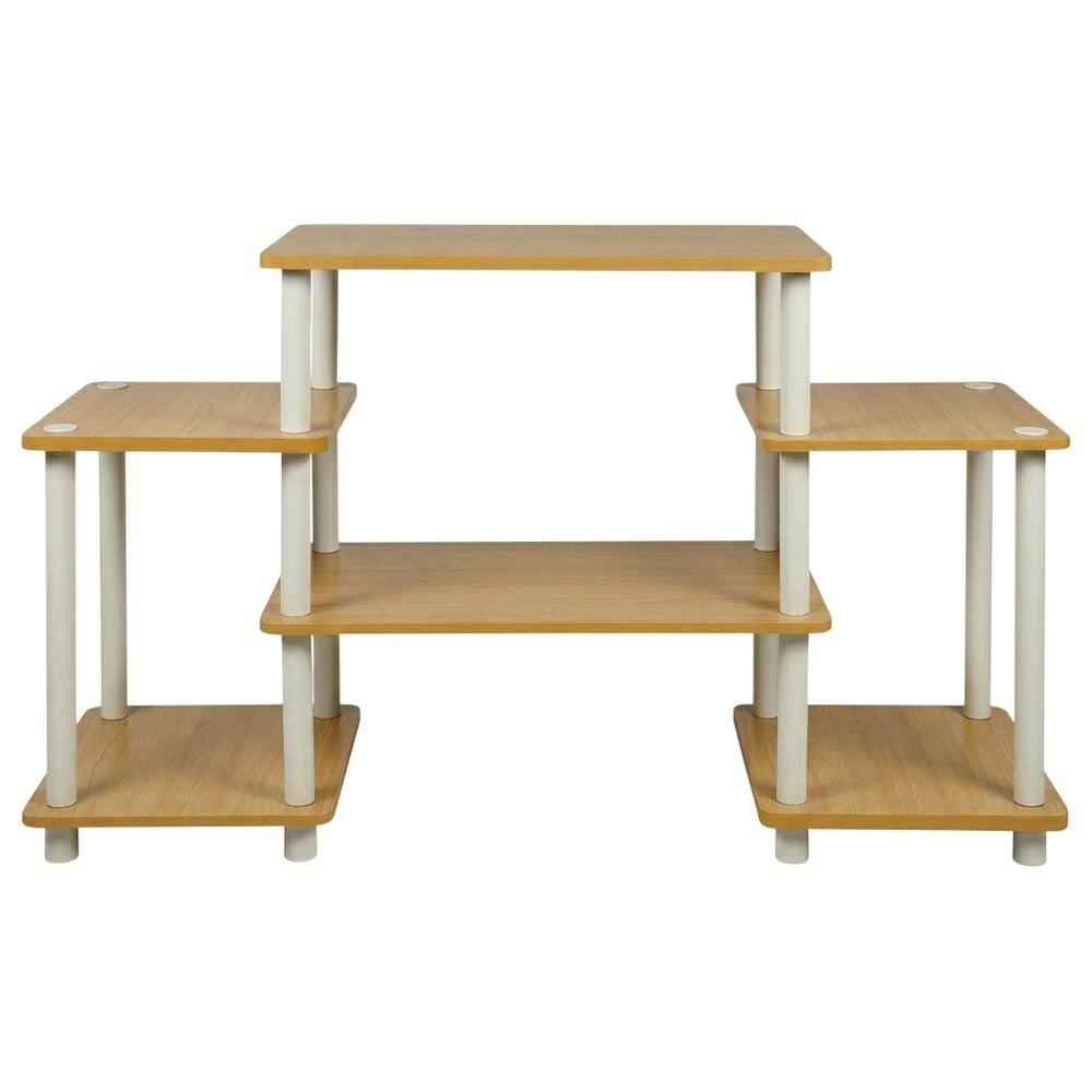Angle. FurniFact - Beech and White No Tools Entertainment Center with Modern Design - Beech/White.