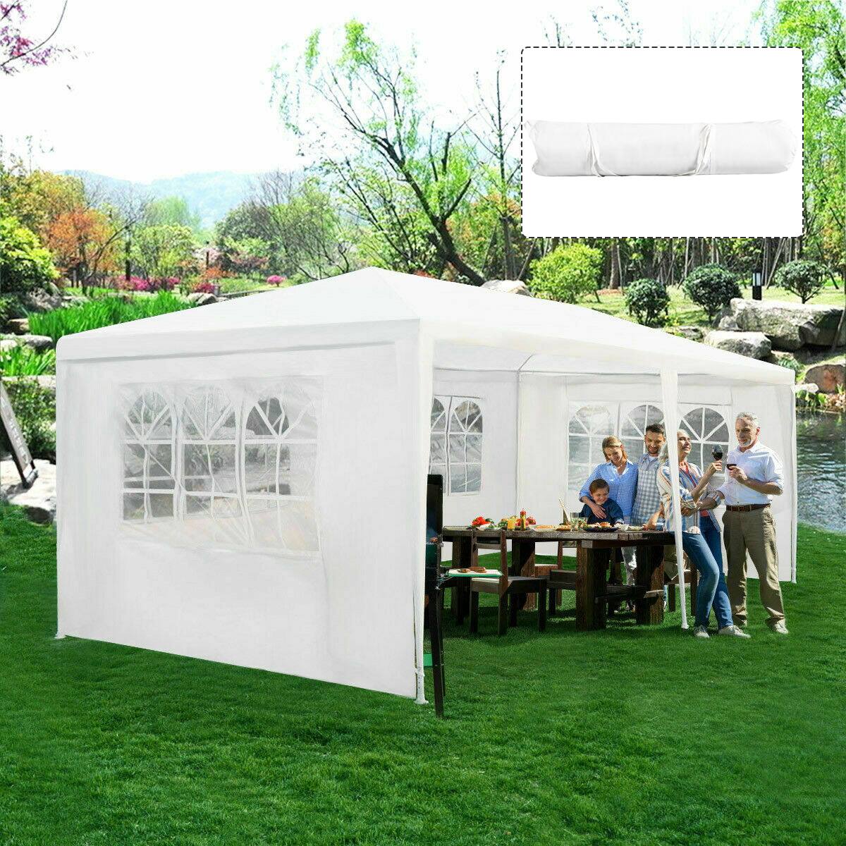 Alt View 7. Costway - Costway Outdoor 10'x20' Canopy Tent Heavy Duty Wedding Party Sidewalls Window Carry Bag - White.