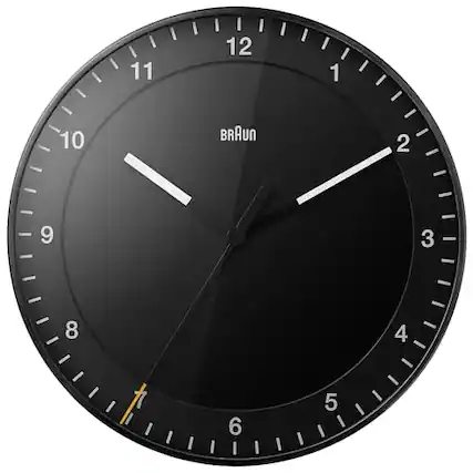 Front. DORLUKFU - Classic Large Analogue Wall Clock with Silent Sweep Movement, Easy to Read, 30cm Diameter in Black, Model BC17B. - Black.