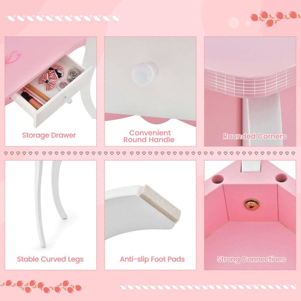 Storage Drawer  
Convenient Round Handle  
Rounded Corners  
Stable Curved Legs  
Anti-slip Foot Pads  
Strong Connections