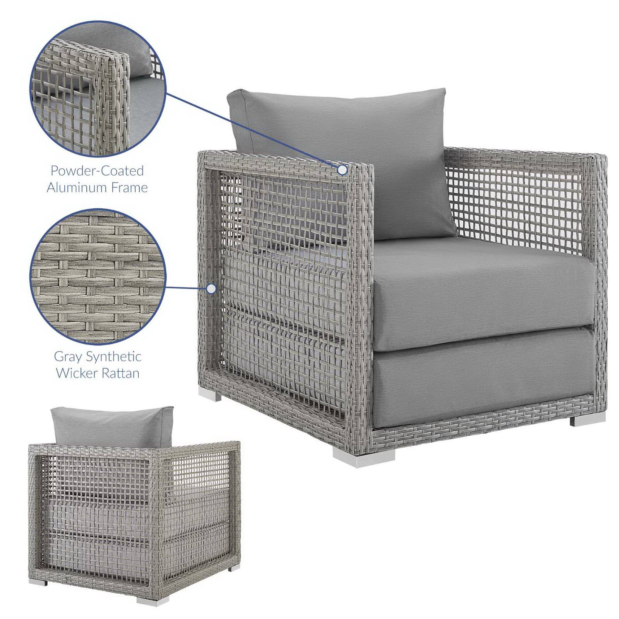 Powder-Coated Aluminum Frame  
Gray Synthetic Wicker Rattan