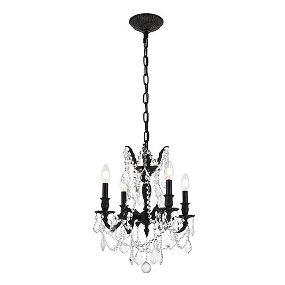 Alt View 1. Elegant Lighting - Rosalia 4-Light Traditional Brass Chandelier - Bronze - Bronze.
