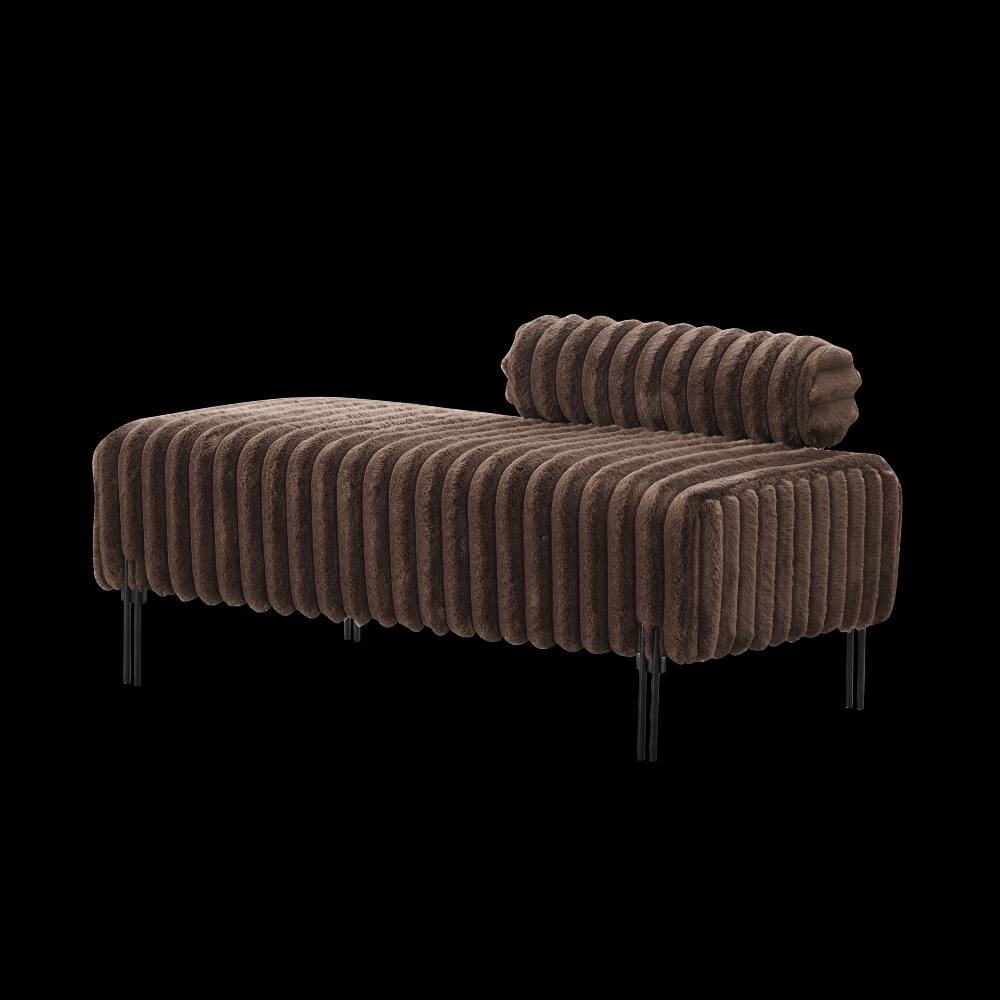 Alt View 1. Ropilly - Ropilly Brown Upholstered Mini Loveseat Adjustable Back Bedroom Bench Small Sofa Metal Leg Window Ottoman Footrest - Brown.