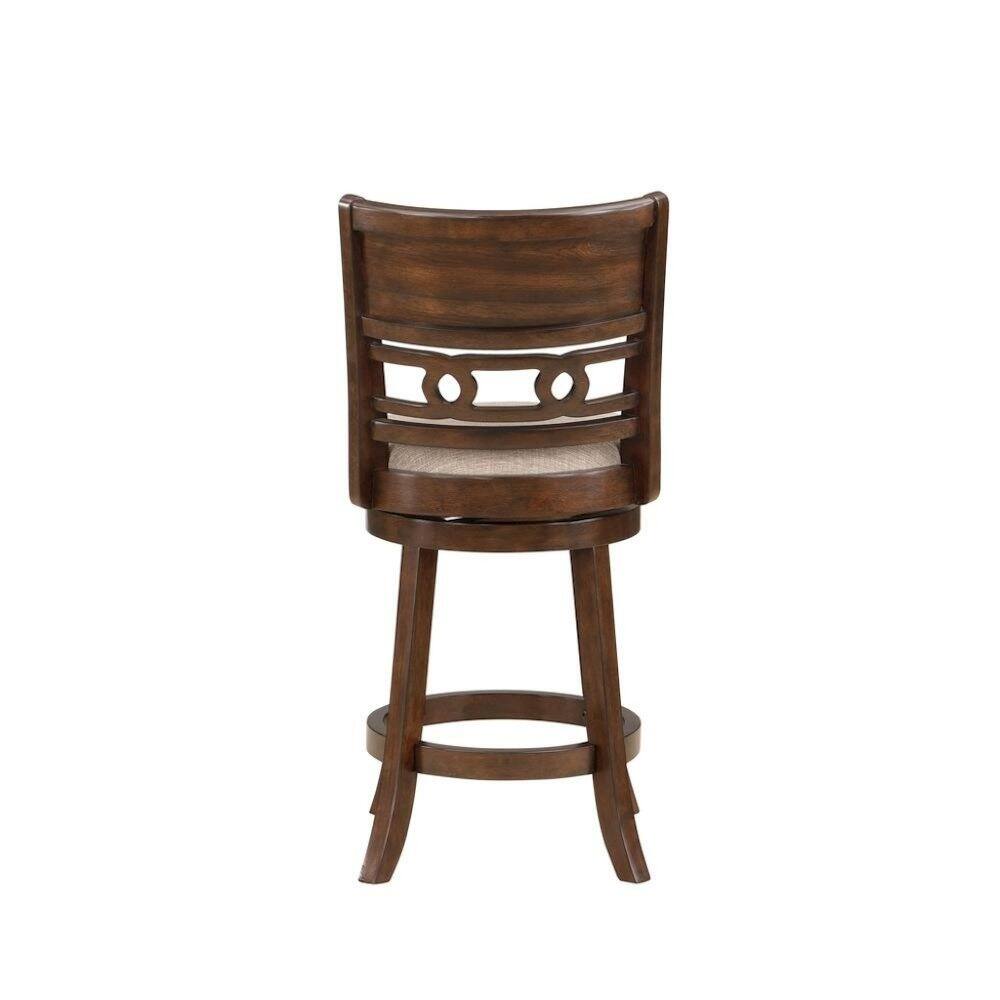 Left. FurniFact - 24-Inch Wood Swivel Counter Stool Cherry Brown Fabric - Cherry.