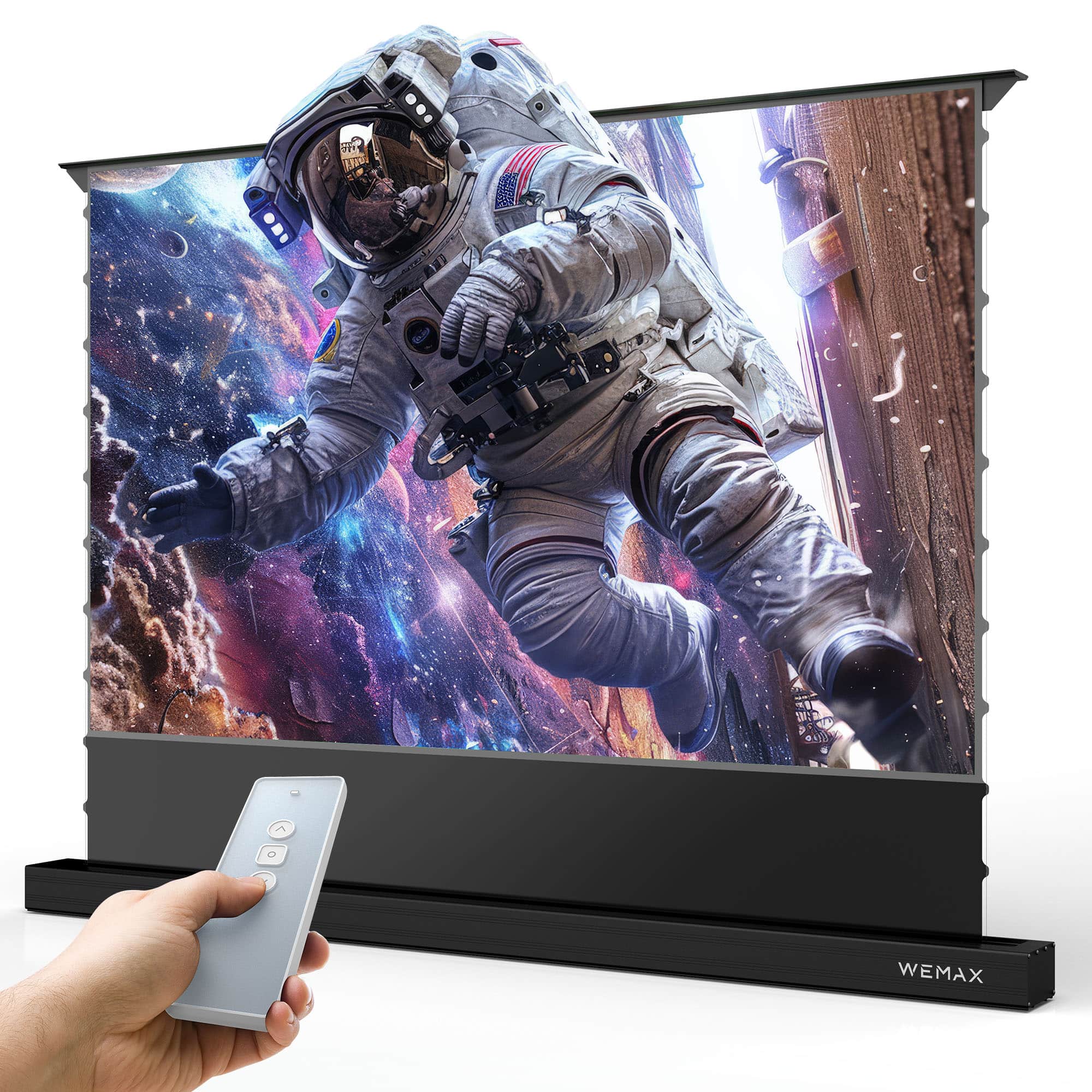 Front. WEMAX - 120" Lenticular Motorized Floor Rising ALR Ultra Short Throw Projector Screen w/ Smart Voice Control, 4K/8K 3D.