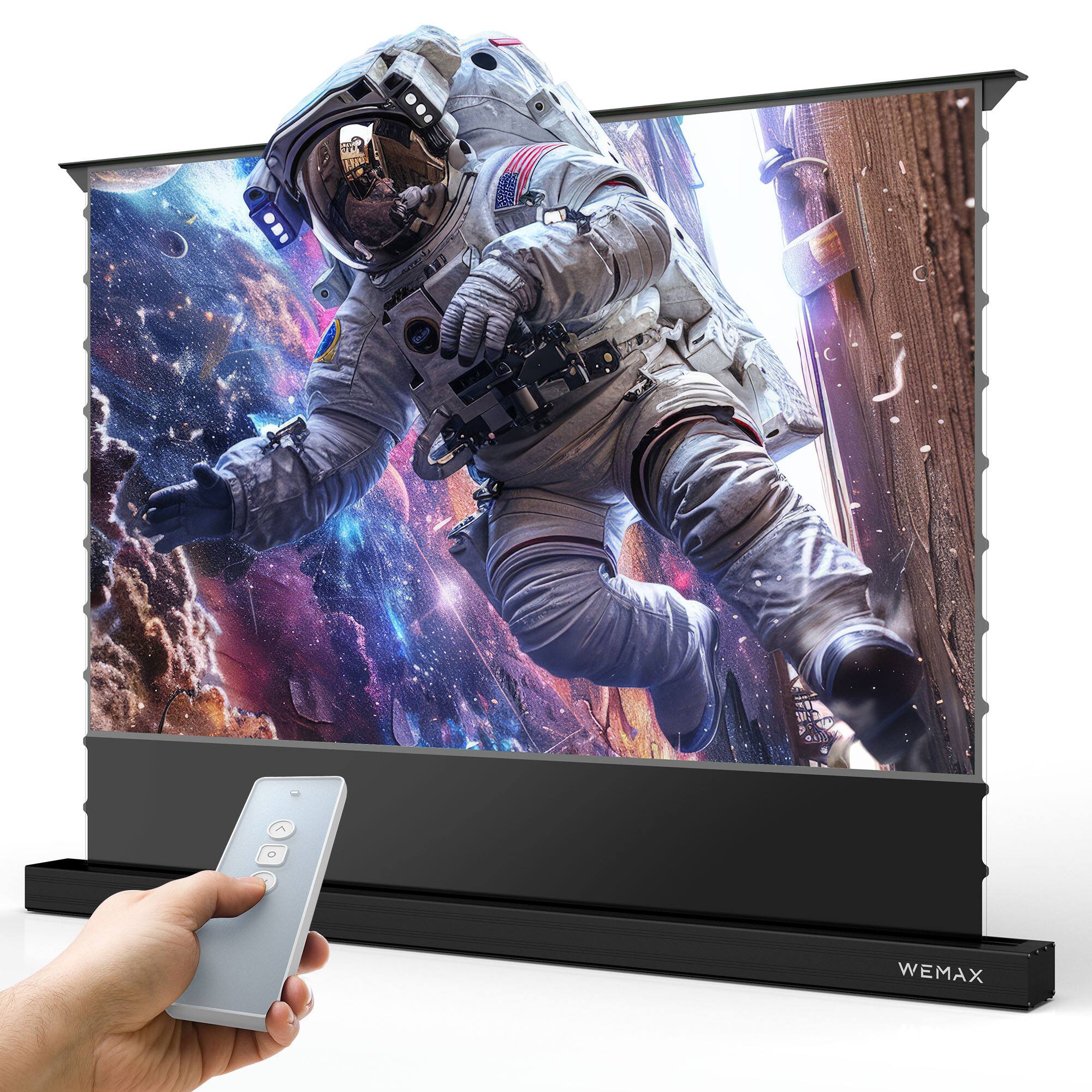 WEMAX - 120" Lenticular Motorized Floor Rising ALR Ultra Short Throw Projector Screen w/ Smart Voice Control, 4K/8K 3D