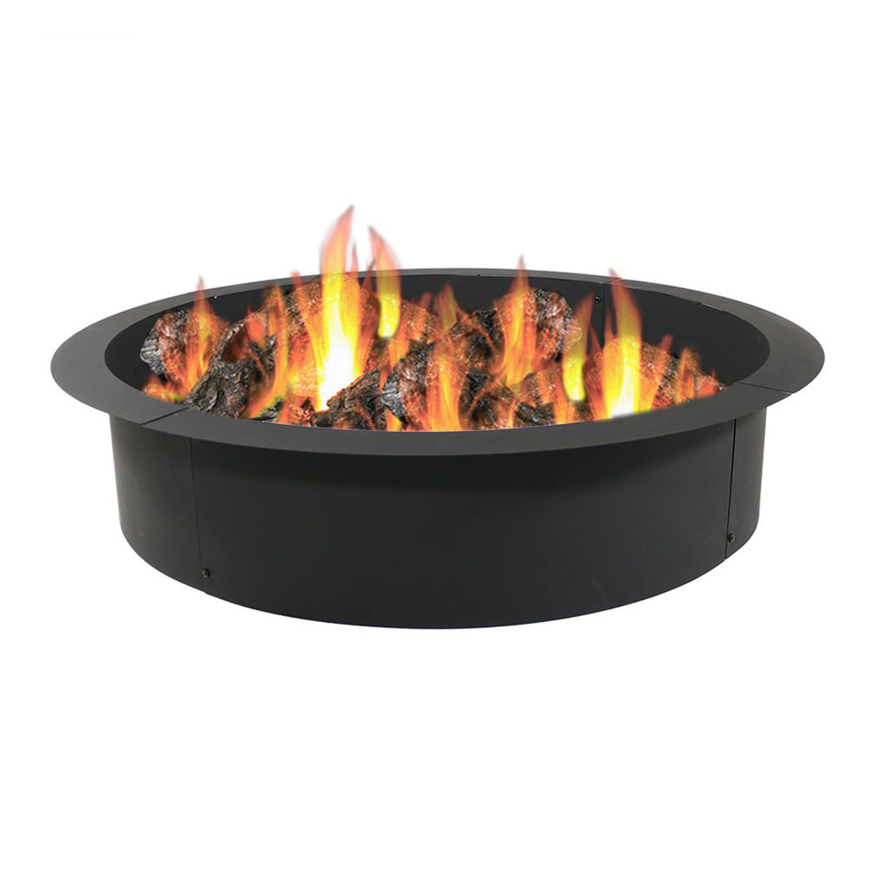 Sunnydaze - 36 in Heavy-Duty Steel Above/In-Ground Fire Pit Ring Insert - Black