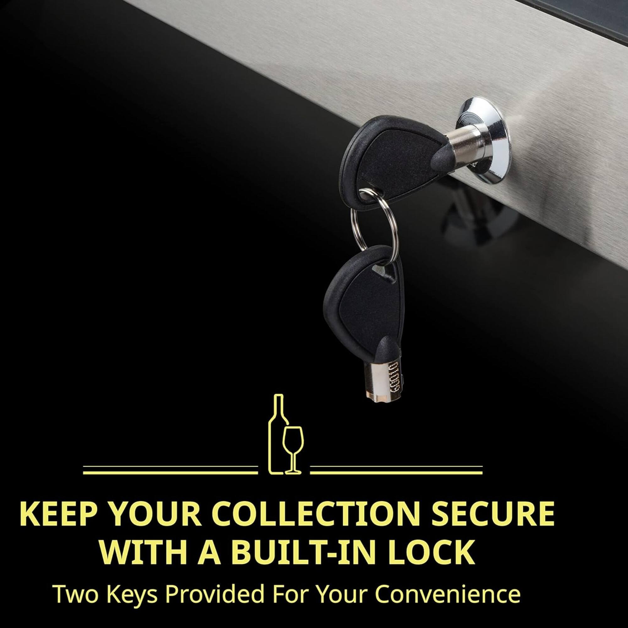 KEEP YOUR COLLECTION SECURE WITH A BUILT-IN LOCK  
Two Keys Provided For Your Convenience