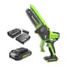 Greenworks - 24V 6" Brushless Pruning Saw (Auto Oiler), with 2.0Ah Battery and 30W Type-C Charger