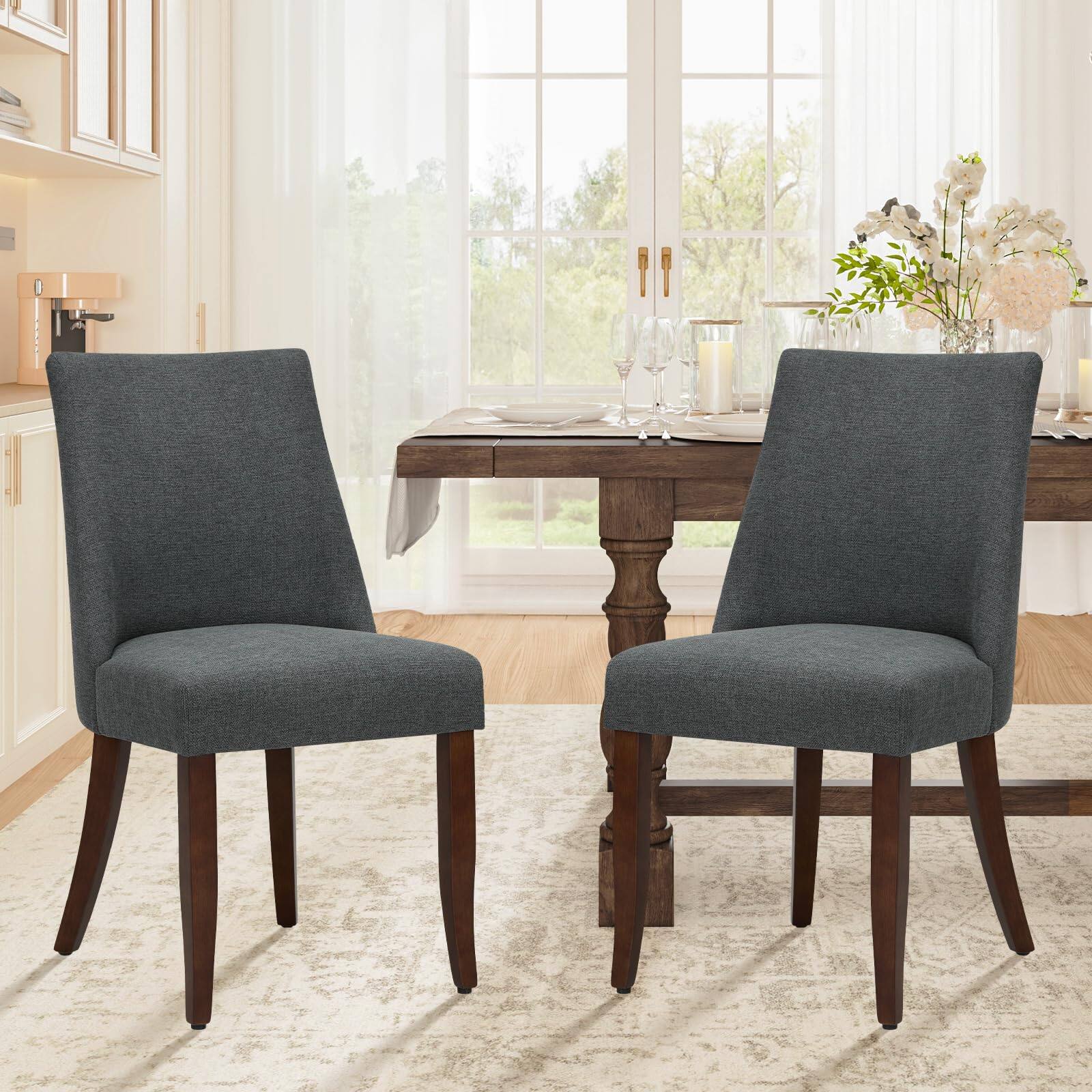 Dark Grey Set of 2 Upholstered Dining Chairs