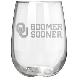 Great American Products - Oklahoma Sooners Etched 17oz. Rally Cry Stemless Wine Glass - Multicolor