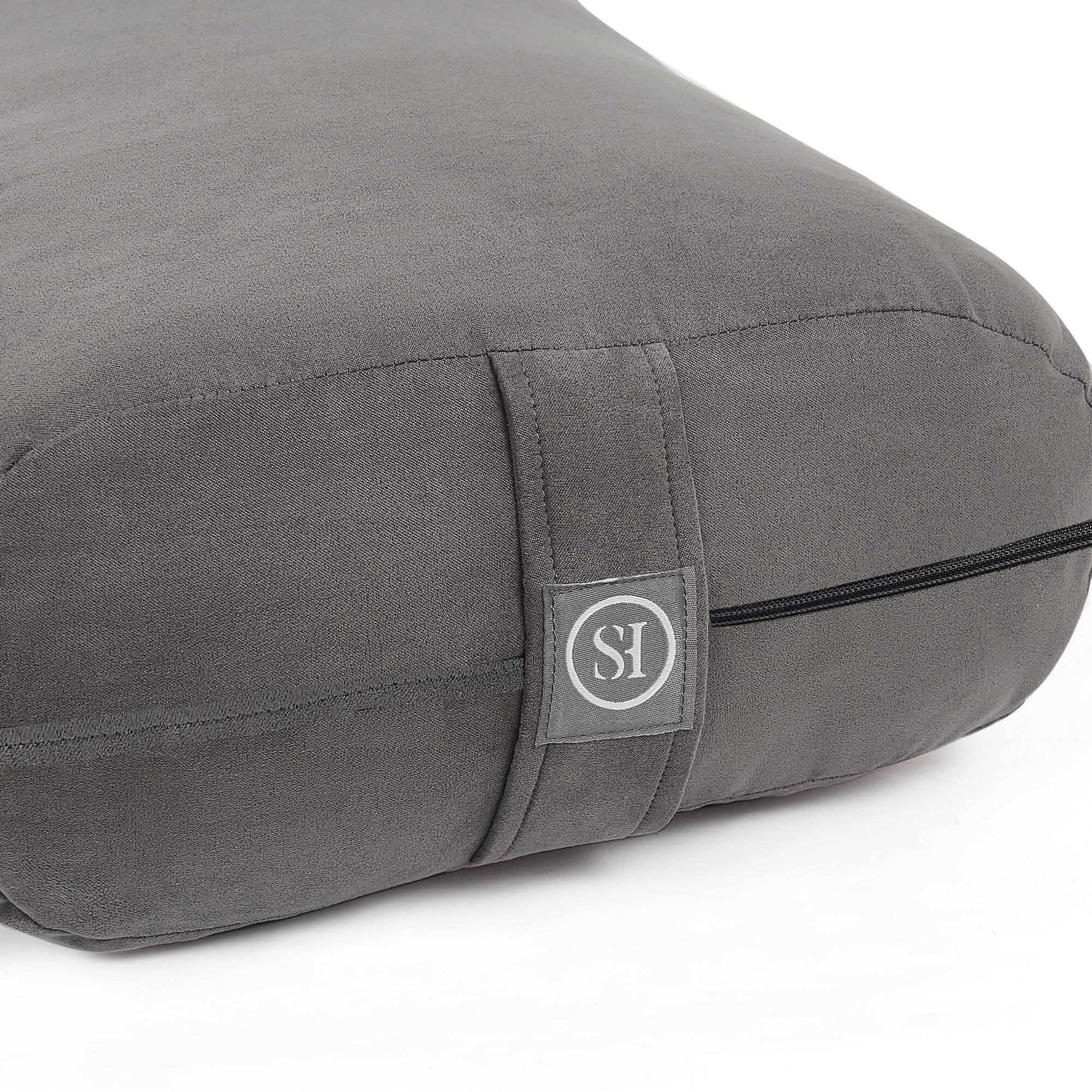 Alt View 1. Sweet Home Collection - Yoga Bolster Pillow Meditation Pillow w/Washable Cover & Carry Handle - Grey.