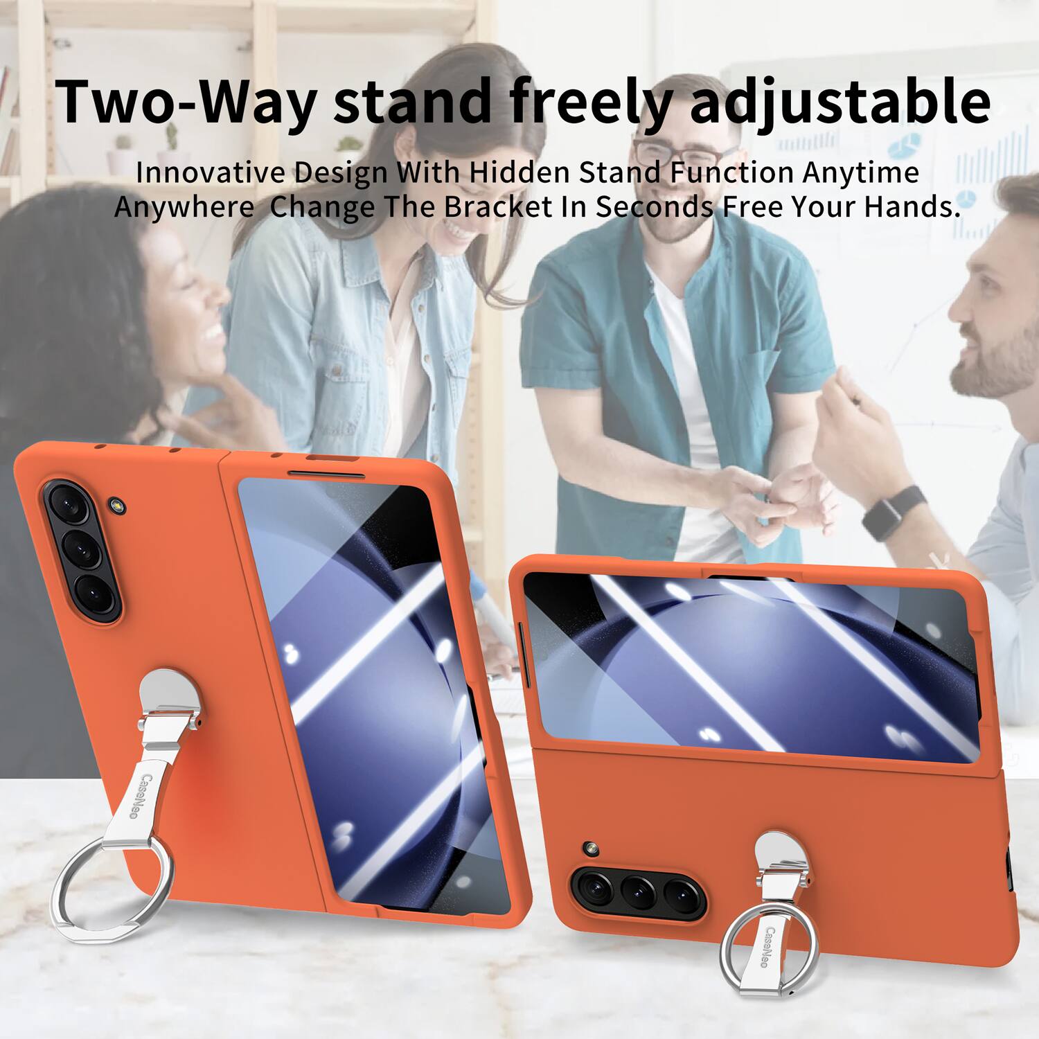 Two-Way stand freely adjustable  
Innovative Design With Hidden Stand Function Anytime Anywhere Change The Bracket In Seconds Free Your Hands.  
CossNeo Canohleo