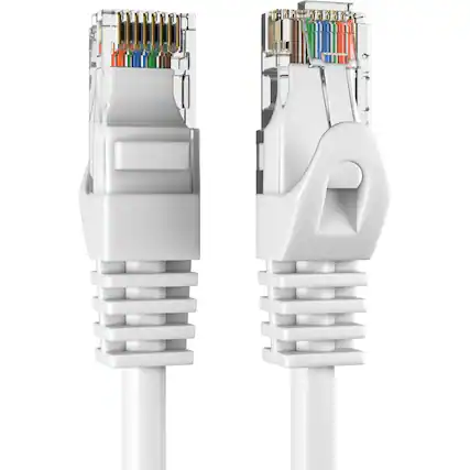 Front. Cables Direct Online - Cat5e Ethernet Cable 200ft, 350MHz UTP LAN Network Patch Cord for PC Modem Router TV Printer Console - White.