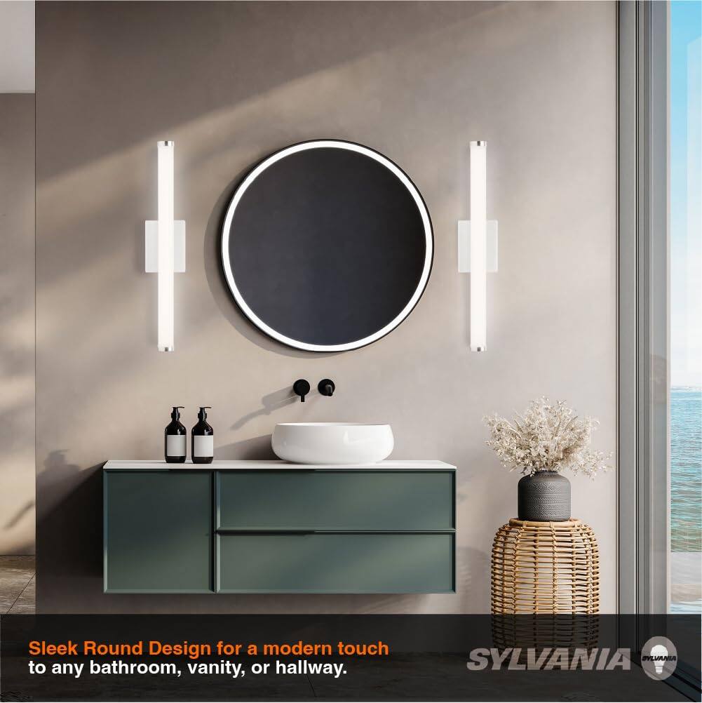 Sleek Round Design for a modern touch to any bathroom, vanity, or hallway.  
SYLVANIA SYLVANB 1