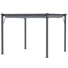 Outsunny - x 10' Outdoor Retractable Pergola Canopy, Aluminum Patio Pergola - Dark Gray