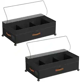Malletson - Under Bed Storage with Wheels, Adjustable Storage for Underbed with Lids(2 Pack) - Black
