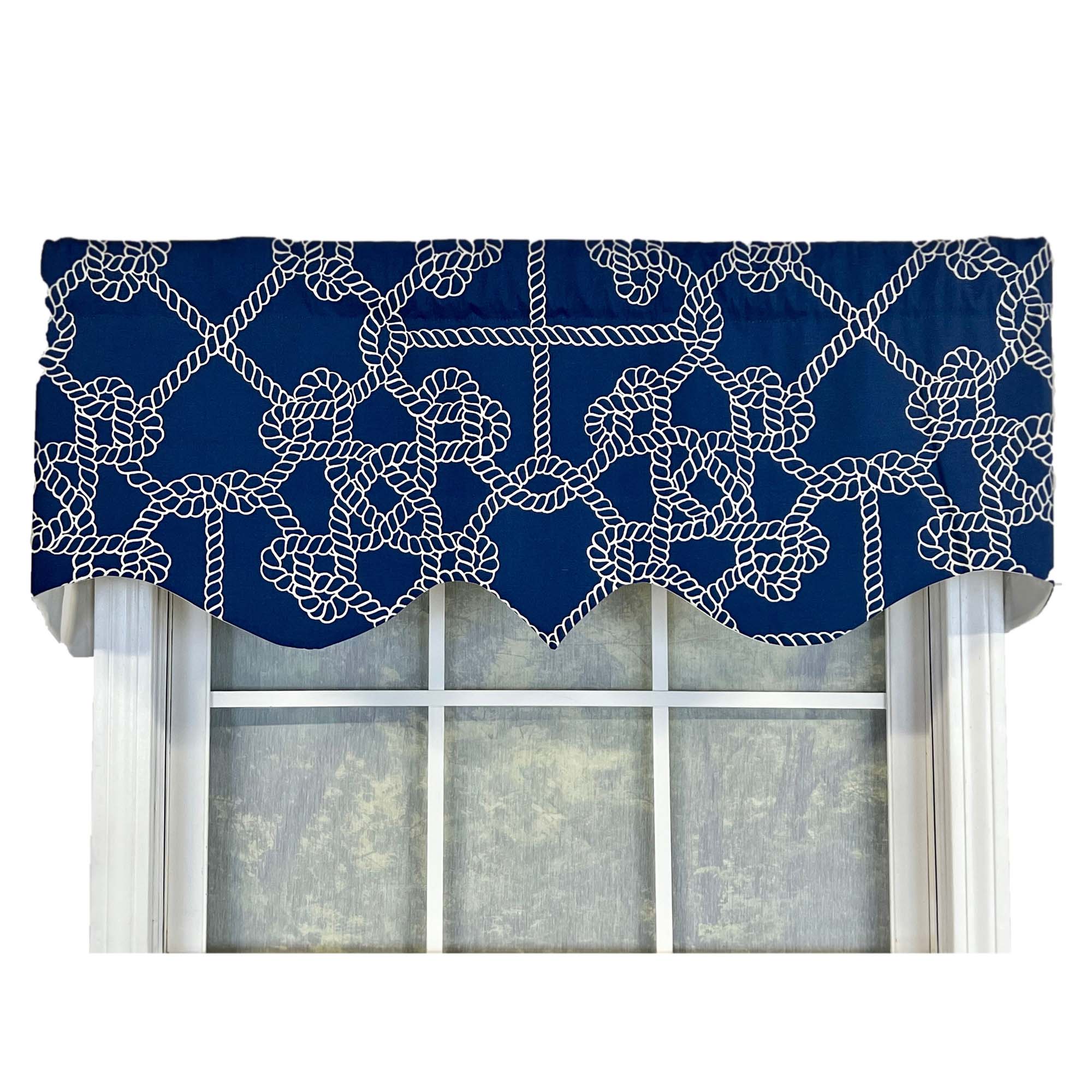 Angle. RLF Home - RLF Home Ralph Lauren Ruffled Provance 3" Rod Pocket Valance 50" x 17" Blue - Black.