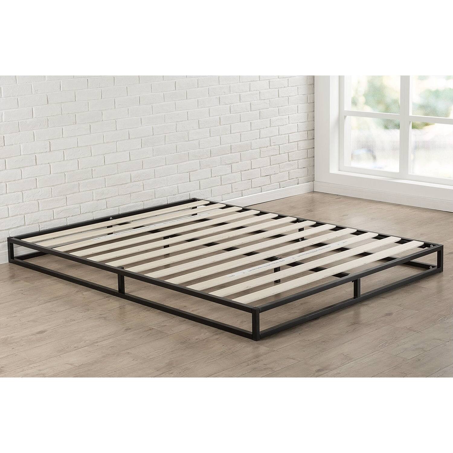 Left. Hivvago - Hivvago Full size 6-inch Low Profile Metal Platform Bed Frame with Wooden Slats - Black.