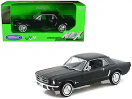 1964 1/2 Ford Mustang Coupe Hard Top 1/24 Diecast Model Car by Welly - Black