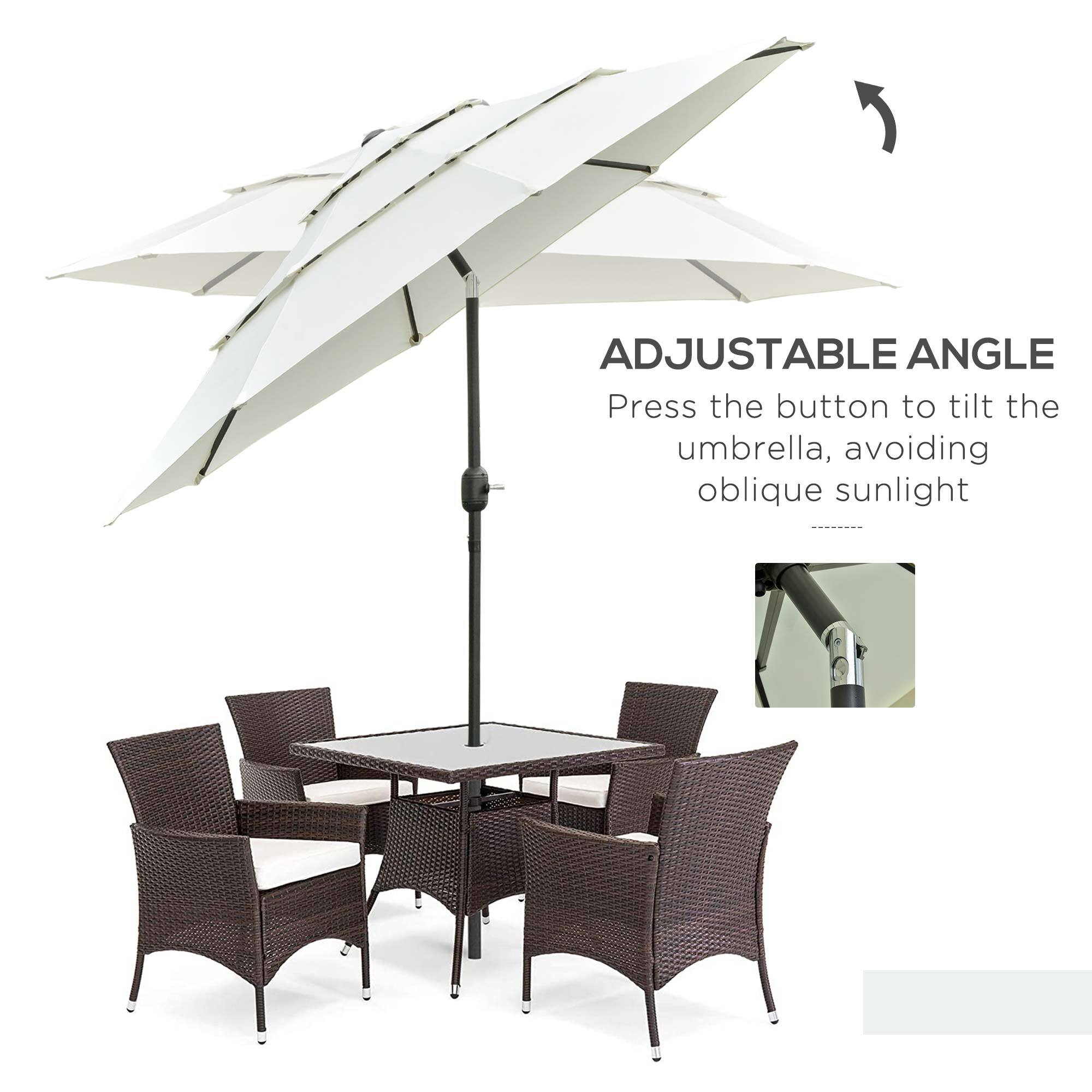 ADJUSTABLE ANGLE
Press the button to tilt the umbrella, avoiding oblique sunlight