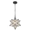 Front. MOOSE - Moravian Star Pendant Light 14-inch Seeded Glass Shade - Black.