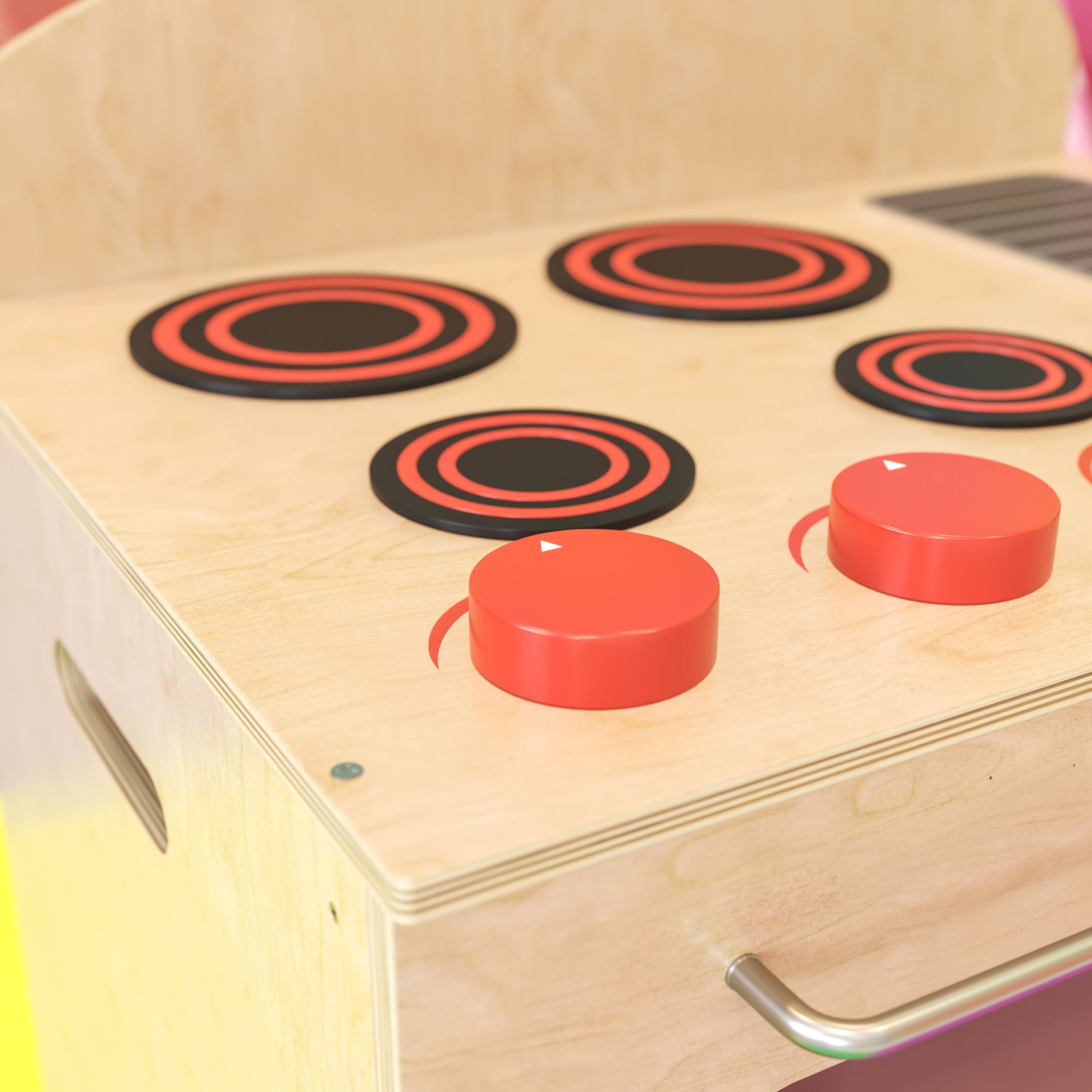 Alt View 6. Emma + Oliver - Children's Wooden Kitchen Stove with Turnable Knobs for Commercial or Home Use - Natural.