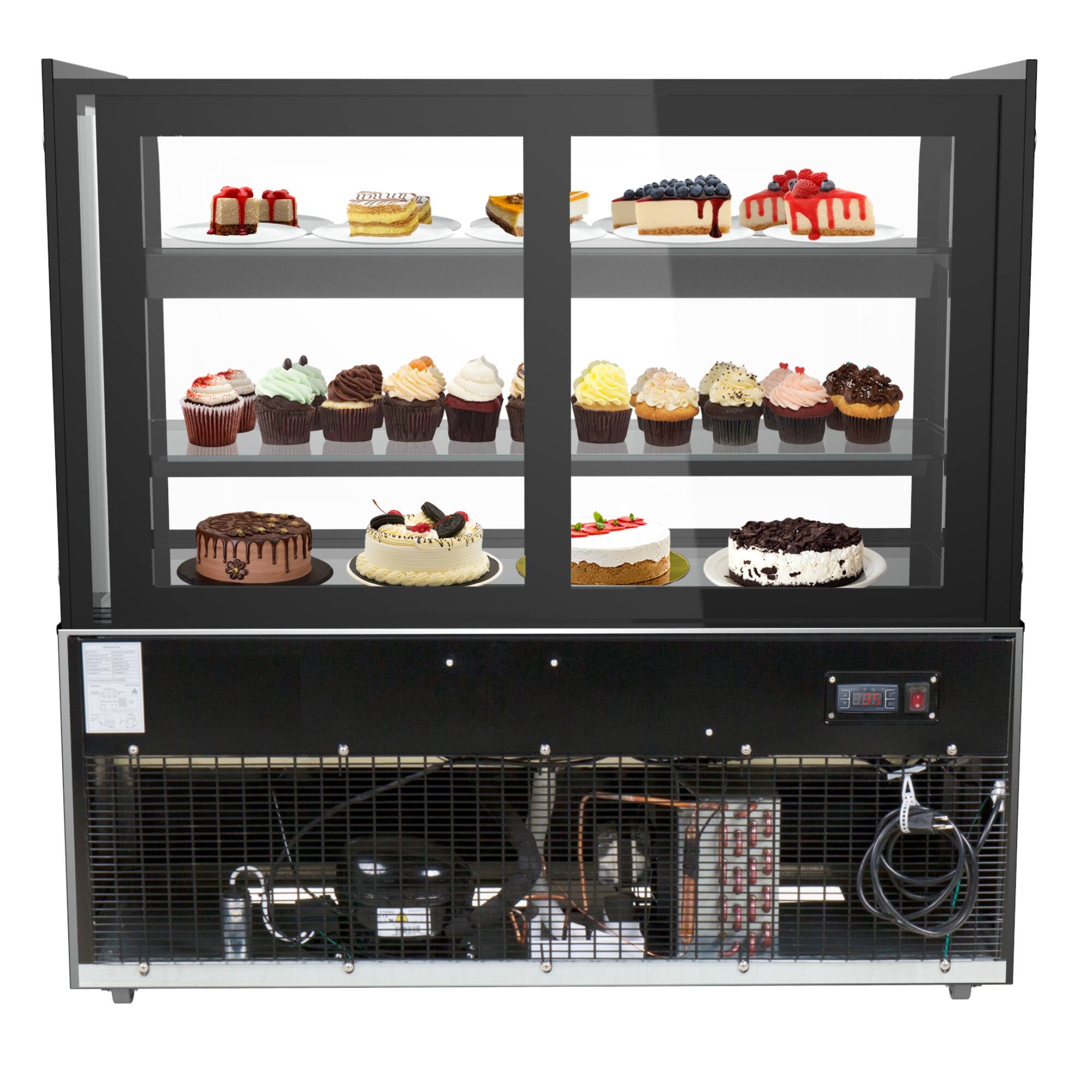 Angle. Koolmore - 48 in. Refrigerated Bakery Display Case, Stainless Steel Frame, Curved Glass Front, 13 cu. ft. CDHF-14C. - Stainless-Steel.