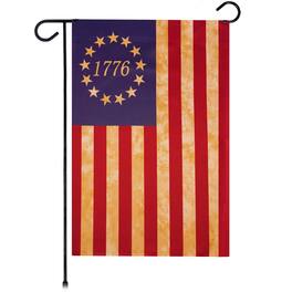 G128 - Betsy Ross 1776 Tea-Stained Garden Flag, 12 x 18 in Double-Sided Fabric - Red, Blue, Yellow