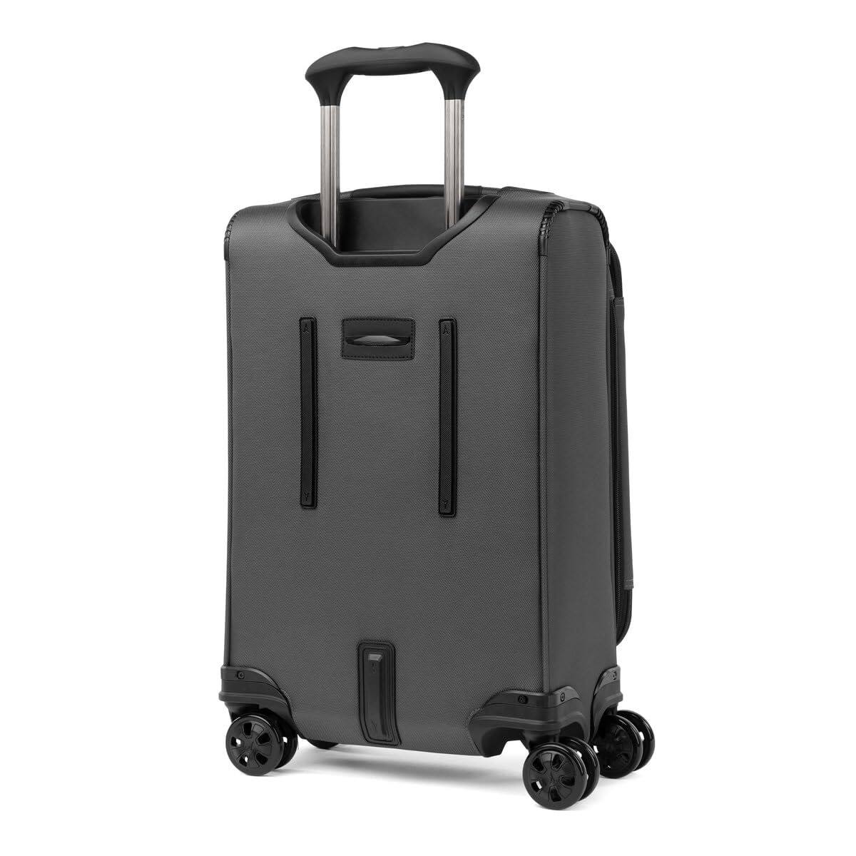 Angle. Travelpro - Travelpro Crew Classic Lightweight Softside Expandable 20" Carry On Spinner - Titanium Grey.