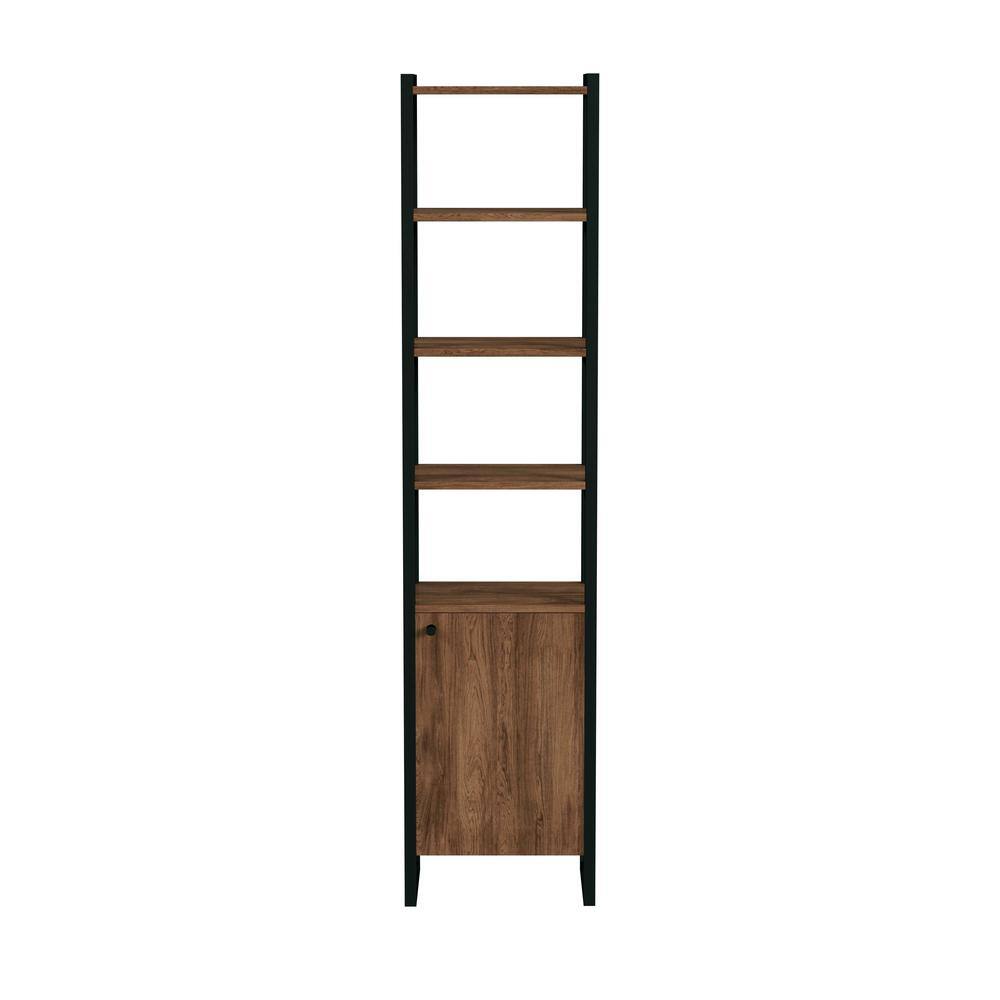 Alt View 1. Butler Specialty - Drake 73" Narrow Walnut Bookcase with Storage - Medium Brown.