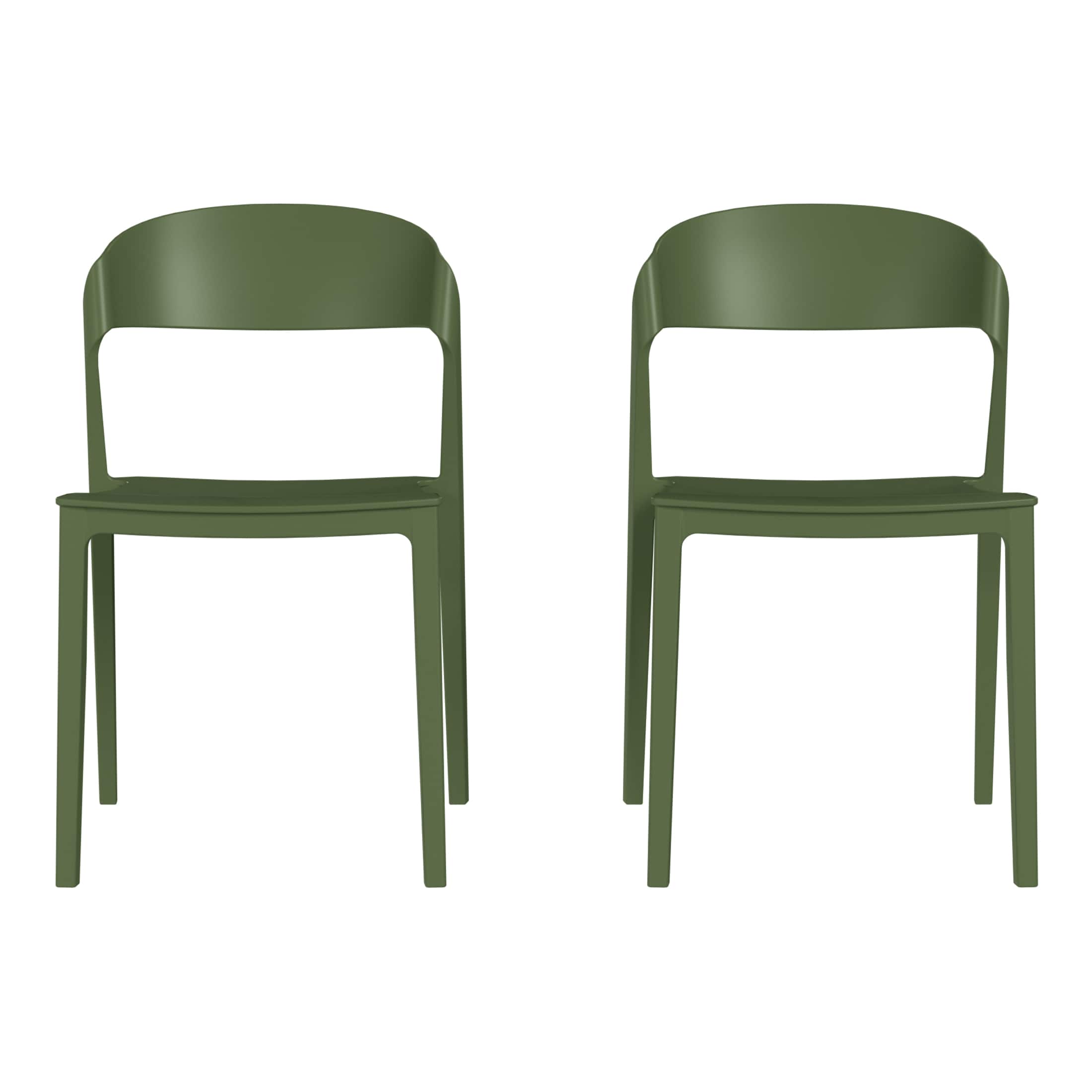 WestinTrends - Playa Outdoor Modern Stackable Plastic Patio Bistro Dining Side Chairs (Set of 2) - Olive Green price history on PriceWatchPro