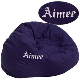 Flash Furniture - Duncan Personalized Oversized Solid Navy Bean Bag Chair for Kids and Adults - Blue