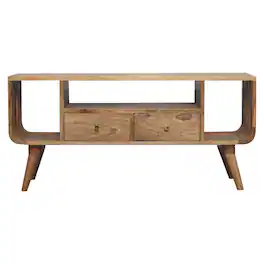Artisan Furniture - Solid Wood Soba Nordic Multi Media Unit, 2 Drawers, 3 Shelves, Brown - Beige