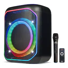Front. Max Power - Max Power Lumi Blast karaoke Bluetooth Speaker with Multiple LED Light Modes.