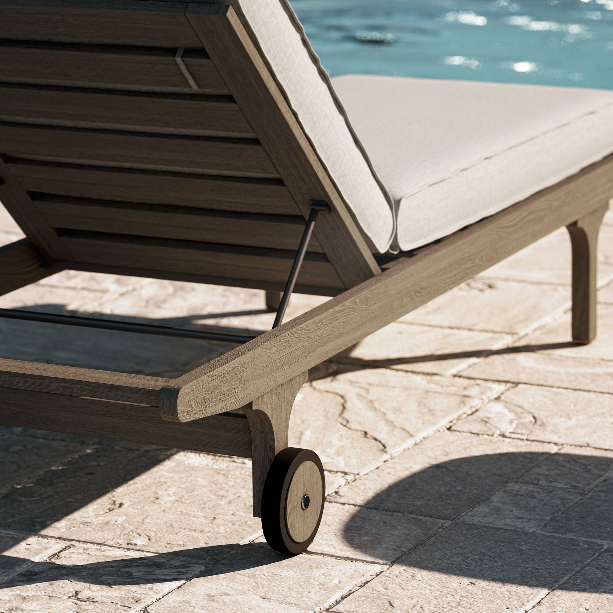 Alt View 8. Modway - Saratoga Outdoor Patio Teak Chaise Lounge Chair by Modway - Weathered Gray Pebble.