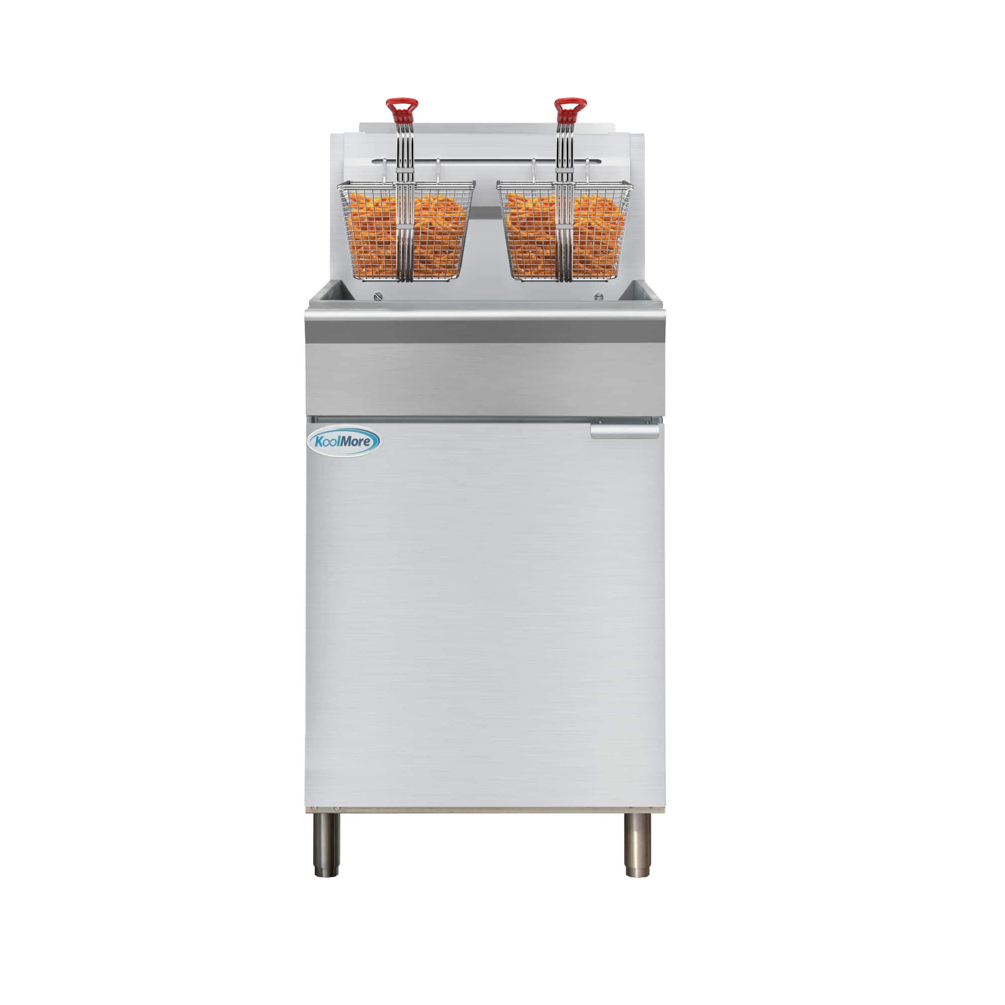 Koolmore - 75 lb. Floor Standing Natural Gas Commercial Fryer with 150,000 BTU in Stainless-Steel, ETL Listed (KM-FDF75-NG) - Silver
