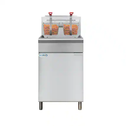 Front. Koolmore - 75 lb. Floor Standing Natural Gas Commercial Fryer with 150,000 BTU in Stainless-Steel, ETL Listed (KM-FDF75-NG) - Silver.