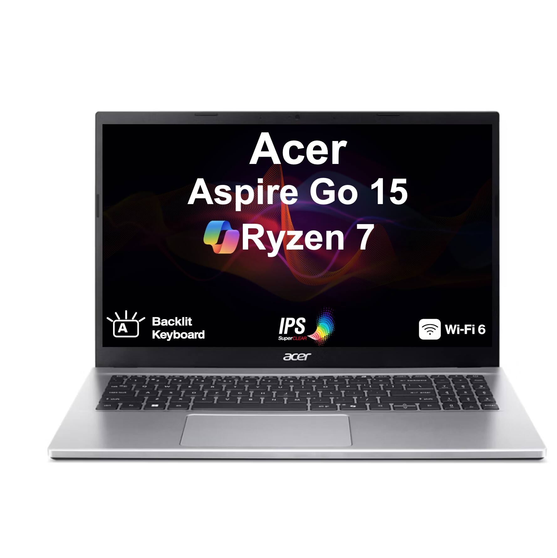 Acer Aspire Go 15 Ryzen 7  
Backlit Keyboard  
IPS SuperCLEAR  
Wi-Fi 6  
acer
