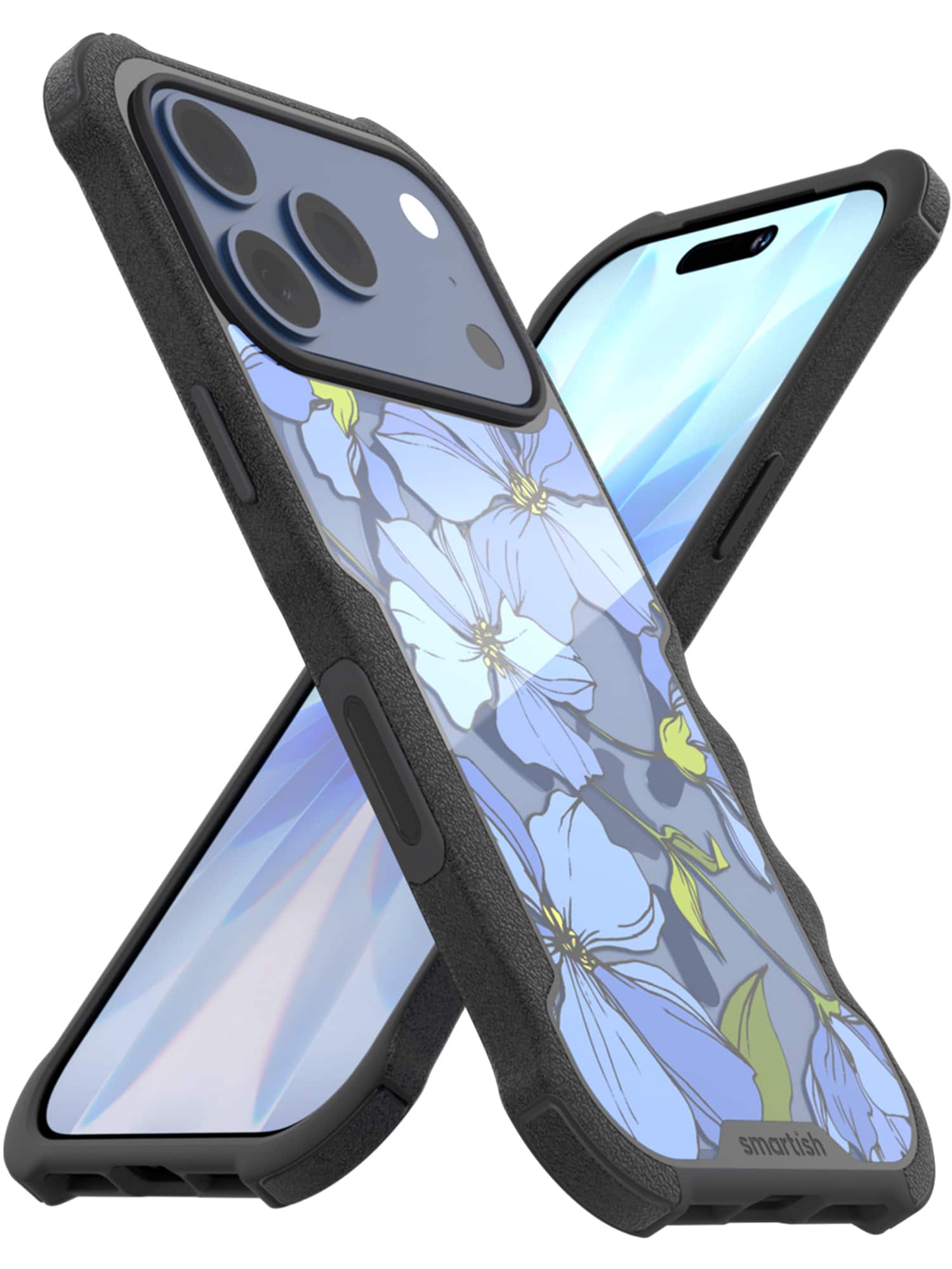 Smartish - iPhone 17 Pro MagSafe Case - Gripzilla - Protective Grip Heavy Duty Cover - Blue Blossoms - [Blue Blossoms]