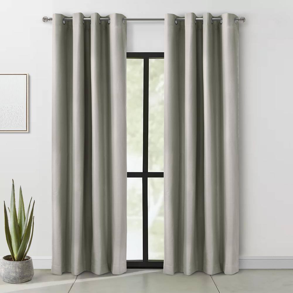 Angle. Commonwealth Home Fashions - Thermaplus Alpine Blackout Premium Stylish and Functional Grommet Curtain Panel 52" x 108" Light Grey - Light Grey.