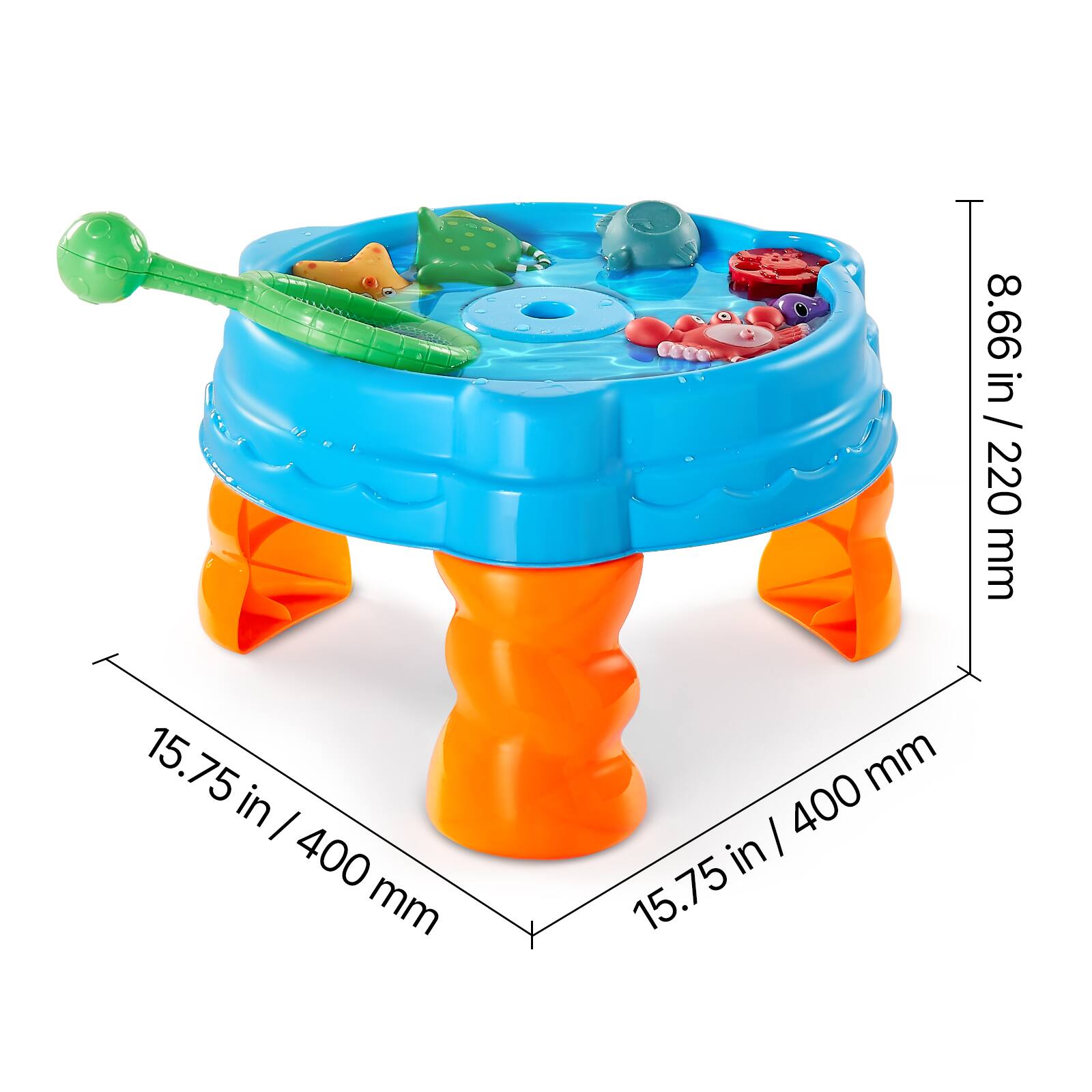 The corrected text is:

8.66 in / 220 mm  
15.75 in / 400 mm  
400 mm  
15.75 in / 400 mm