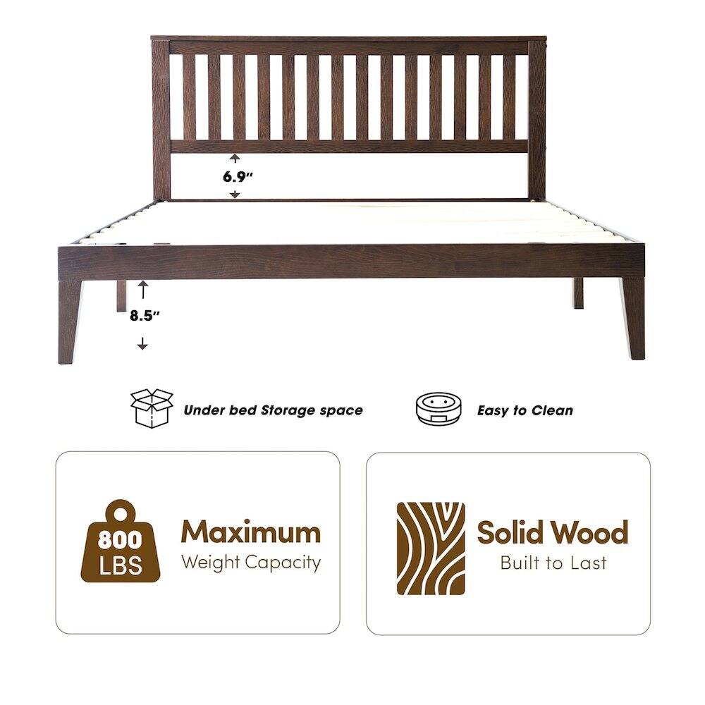 6.9" 8.5" Under bed Storage space Easy to Clean 800 Maximum LBS Weight Capacity Solid Wood Built to Last