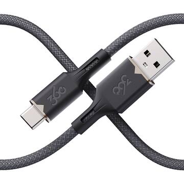 360 Electrical - Fluid USB-A to USB-C Braided Charging Cable (5ft) - Granite
