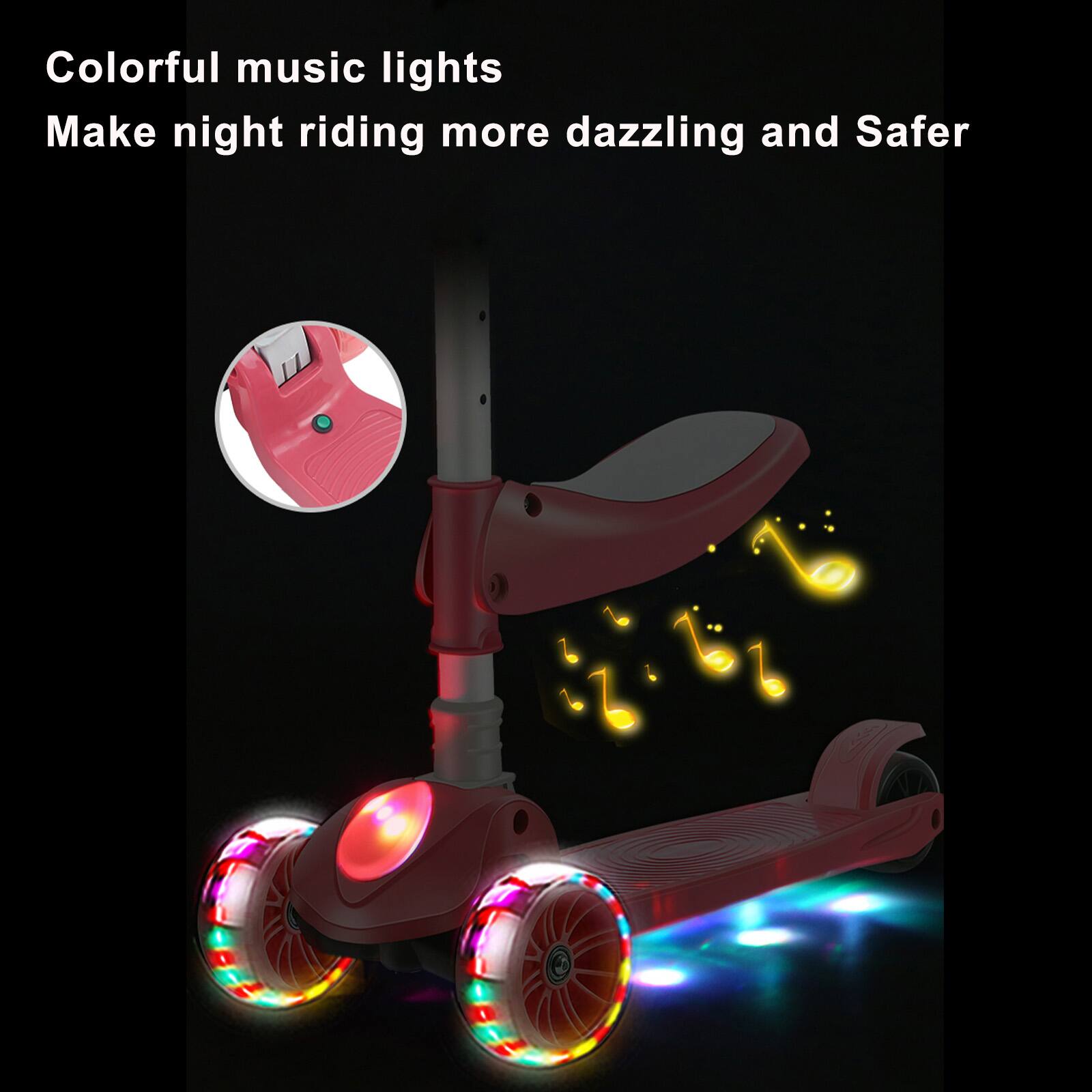 Colorful music lights  
Make night riding more dazzling and safer