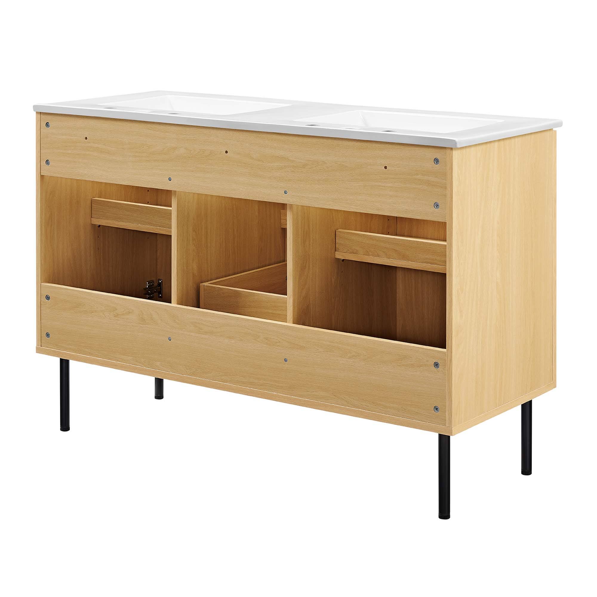 Alt View 6. Modway - Chaucer 48" Bathroom Vanity with White Basin Included by Modway - Oak White.