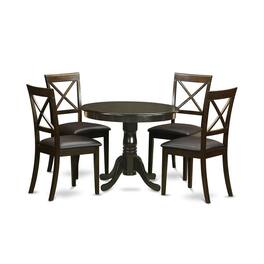 East West Furniture - 5 Pc Kitchen nook Dining set-Kitchen Table plus 4 Chairs for Dining room - Cappuccino