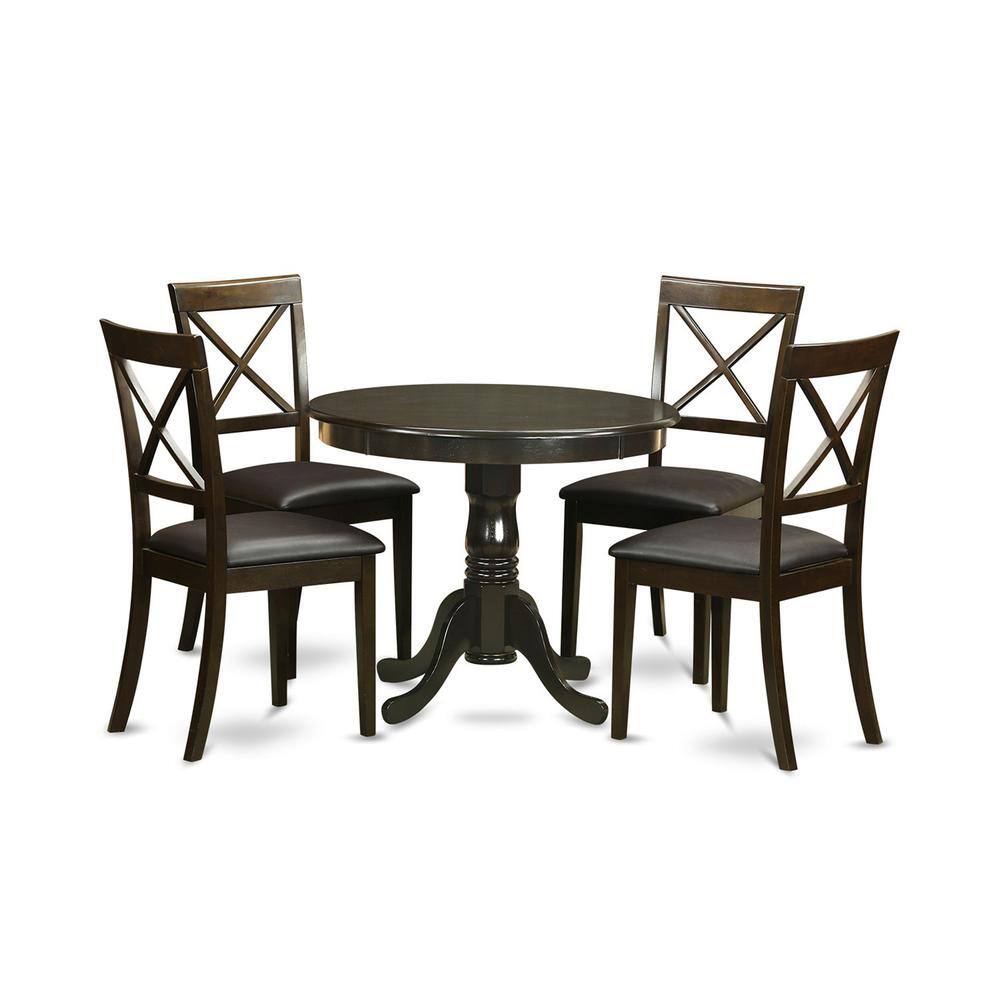 East West Furniture - 5 Pc Kitchen nook Dining set-Kitchen Table plus 4 Chairs for Dining room - Cappuccino